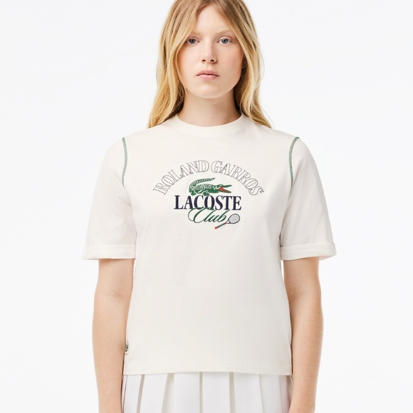 LACOSTE X Roland-Garros Edition Relaxed Fit Cotton T-Shirt - Picture 1 of 10